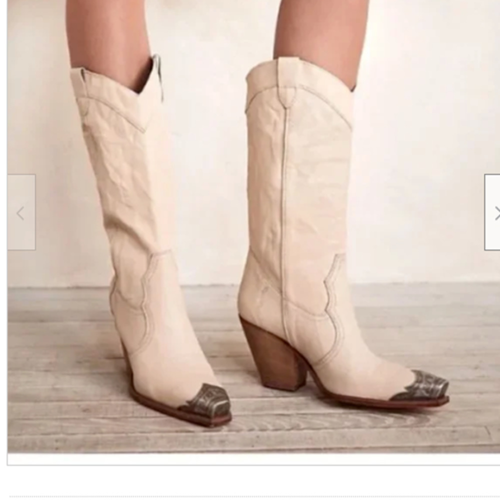 New Free People Brayden Tall Boots Size 7.5 In Bone